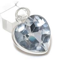 Natural White Topaz Gemstone 925 Sterling Silver Jewelry Pendant 1.65  P5C25