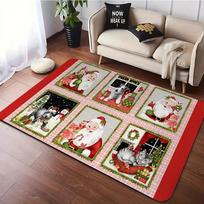 Merry Christmas Non-Slip Area Rug Anti Slip Kitchen Carpet for Kitchen Living Room Bedroom Mat Washable Area Flannel Rugs 40X60cm-16x24in