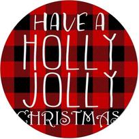 Round Rug Living Room Area Rug Cute Santa Claus Black Red Plaid Rug Non-Slip Area Rugs Bedroom Playroom Carpet Floor Mat 40X40cm-16x16in