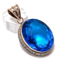 London Blue Topaz Gemstone Handmade Copper Jewelry Pendant 1.97  L6A77