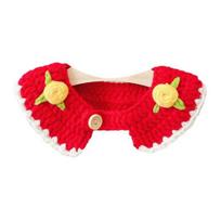 Pet Collar Stylish Comfortable Cats Dogs Collar Hand-Woven Flower Decoration Dog Cat Bib Scarf Pet Supply raudona