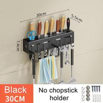 Stainless Steel Frame Wall Mounted Knife Holder Kitchen Nail Free Storage Rack Knife With Hook Kitchen Cabinet Storage Rack