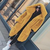 Ilgo palto striukė Hoodie Baggy Oversized Loose Winter XS geltona