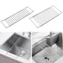 over The Sink Dish Drying Rack over Sink Cork Coaster Multipurpose Stainless Steel Sink Drain Rack Sink Colander, for Counter Small gray