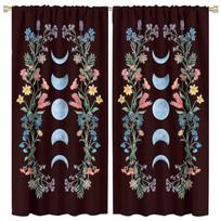 Moon Curtains Bedroom Living Room High Blackout Curtain Thermal Insulated Window Living Room Children's Room Drapes 2 Panels W55 X H120cm X 2&HOOK