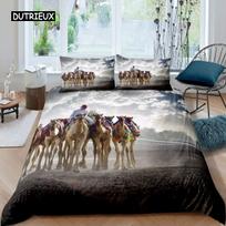 Camel Duvet Cover Set Sunset Desert Adventure Tehme Quilt Cover King Size Wildlife Animal Bedding Set for Children Teens Young EU single(135x200cm)