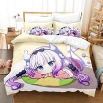 3D Printed Anime Miss Kobayashis Dragon Maid Kanna Bedding Set Boys Girls Twin Queen Size Duvet Cover Pillowcase Bed Kids Adult EU Single 135x200cm