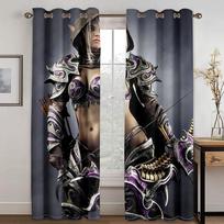 Game Cool Boy Luxury Cartoon Animation Window Curtains For Living Room Bedroom Bathroom Kicthen Door Home Decor On Sale 2Pieces W50 X H130(CM)X2&Hook gray