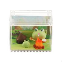Animal Sculptures Frog Figurines in Acrylic Box for Home Decor and Gift Giving with Fire