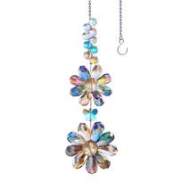 Crystal Sunflower Suncatcher With Double Blossoms Balcony Sunbeam Reflector For Home Garden Radiant Light Display B gray