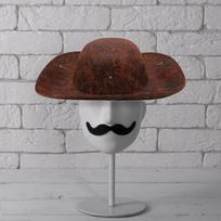 Faux Leather Pirate Hat, Colonial Tricorn Hat for Men Women juoda