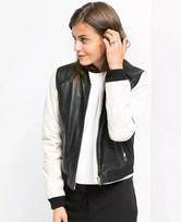 Biker Real Handmade Black & White Leather Jacket Women 100% Lambskin Motorcycle XS juoda