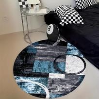 1Pcs Luxurious Non-Slip Flannel  Pattern Round Area Rug Indoor Non-Slip Washable Fiber Carpet Soft Comfortable Mat For Bedroom Living Room 60X60cm