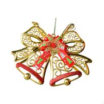 Kalėdinė kabinama puošmena, varpelio pakabukas, sienos ornamentas dovanų pakavimui Gold beige