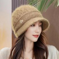 Ew Women's Winter Lined Knitted Hat Warm Hats Plush Outdoor Windproof Female Skullies Beanies Thick Fleece Ski Caps chaki