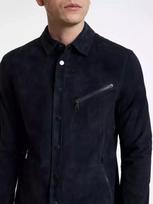 Men's Navy Blue Genuine Soft Suede Leather Shirt Handmade New Casual Fashionable XS tamsiai mėlyna spalva