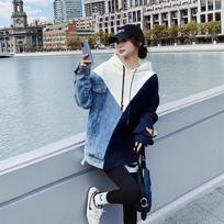 Denim Retro Hong Kong Style Sweatshirt for Women Korean Style Lazy Style Petite Top S