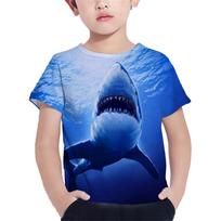 Shark Kids Clothes Summer Animals Blue Sea T-Shirt For Boy Tee Shirt Children Top Short Sleeve 3d Print Girls Tees 140