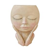 Face Flower Pot Head Planter Pot Succulent Planter Resin Decor W/ Drainage Hole ADM