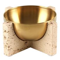 Modern Light Luxury Metal Fruit Plate Imitation Travertine Base Nordic Style Designer Living Room Dining Room Coffee Table Fruit Plate Accessories beige