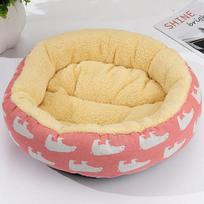 Warm Cat Bed Mats Round Kennel Beds for Cats Dogs Fleece Plush Cushions Print Pattern 50cm