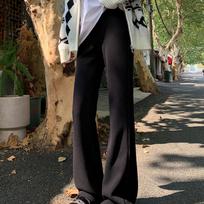 Autumn New Solid Loose Knitted Flare Pants for women Winter Thick Fleece High Waist Slim Women's Wide Leg Pants Casual Simple Ladies Trousers 25685 S juoda