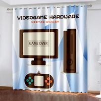 Gamer Blackout Curtains for Boys Room Gaming Window Curtain Teens Kids Video Game Drapes Decor for Living Room Cortina W132cm x H160cm&Hook