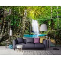 Kalnų upelis 3D tapetai Kraštovaizdžio tapyba Žalias fonas Sieniniai tapetai Svetainė Miegamasis TV sienos Fototapetai 200 cm(W) x 140 cm(H) gray