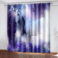 Unicorn Curtains Blackout Fantasy Unicorn Pattern Window Curtain for Girls Kids Bedroom Living Room Drapes 2 Panel W132cm x H160cm&Hook