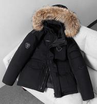 Žieminė striukė Vyriška Parkas Storas šiltas paltas Vyriškas kailinis striukė su gobtuvu Vienspalvis Parka paltas Vyriški viršutiniai drabužiai S juoda