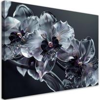 Canvas print, Flowering glass flowers black and white 60x40 pilka spalva