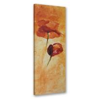 Drobės spaudinys, Du nutapyti aguonų žiedai 30x90 oranžinė