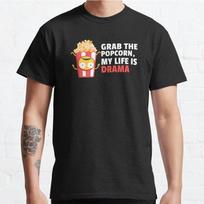 Men Fashion Casual Short Sleeves Grab The Popcorn Black Tees Classic Oversized T-shirts S juoda