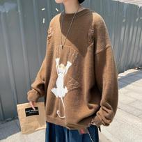 Lazy style sweater men's spring and autumn loose student bottoming sweater trendy versatile round neck pullover warm sweater M