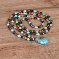 Fashion Handmade Bohemia Natural Stone Bead Necklace for Women  Pendant Necklace Women Famale Jewelry black