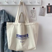 Women canvas bag female single shoulder lazy wind literary simple large capacity letter schoolbag