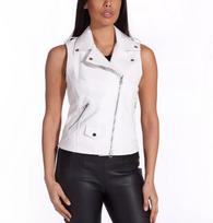 White Jacket Women Waistcoat Lambskin Leather Classic Western Button Vest Coat S balta