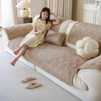 Pliušinė sofos pagalvėlė Neslystanti sofos užvalkalo medžiaga Pagalvėlė Visų sezonų Universalus Pilnai dengiantis Universalus Atlošo rankšluostis 70x70 beige