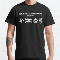 Summer Men Fashion Casual Short Sleeves Ninja Pirate Mink Samurai Alliance Black Tees Oversized T-shirts S mėlyna