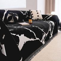 All-season Chenille Camping Picnic Sofa Cover  Funda Sofa Black White Sofa Covers Mats Throw Blankets 180x130 black