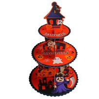 Halloween 3 Layer 3D Cupcake Stand Decoration Desk Dessert Display Plate Food Display Cupcakes Tower for Club Party Decoration red