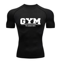 Men's Compression Shirt Gym Training Workout Short-sleeved Breathable Sweat-absorbent Quick-drying Stretch T-shirt Summer S-3XL S black