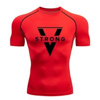 Mens Short-sleeved Compression Shirt Running Tight T-shirt Sportswear Gym Bodybuilding Quick-drying Summer Sports Top S-3XL S red