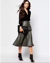 Stylish GRAY Leather Skirt Handmade Original Lambskin Skirt New Formal Wear S pilka spalva