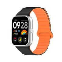 Silikoninis magnetinis kilpos dirželis Xiaomi Redmi Watch 4 - Unisex pakaitinis apyrankė magnetic upgraded two-color silicone juoda/oranžinė