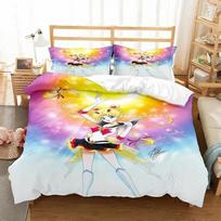 Anime S-Sailor & M-Moon patalynės komplektas, antklodės užvalkalas, miegamojo komplektas, dygsniuotas užvalkalas, pagalvės užvalkalas, King Queen Twin dydis, berniukams, mergaitėms, suaugusiems EU Twin 135x200cm gray
