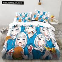 Kawaii Gawr Gura Cute Girl My Angle King Twin Double Child Bedding Set Microfiber or Polyester 3D Print Anime Duvet Cover Set EU single(135x200cm)