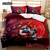 Motorbike Duvet Cover Set Motocross Rider Racing Motorcycle Dirt Bike Bedding Set Vehicles Extreme Sports Polyester Quilt Cover 150x200cm 3pcs red