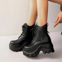2024 m. Karštas išpardavimas Moteriški Batai Priekyje Raišteliais Moteriški Batai Madingi Apvaliu Pirštu Šiuolaikiniai Batai Moterims Nauja Platforma Didelio Dydžio Ankle Boots 38 juoda