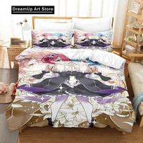 3D Print Anime Re Zero Rem Ram Emilia Bedding Set Boys Girls Twin Queen Size Duvet Cover Pillowcase Bed Kids Adult EU Single 90x200cm